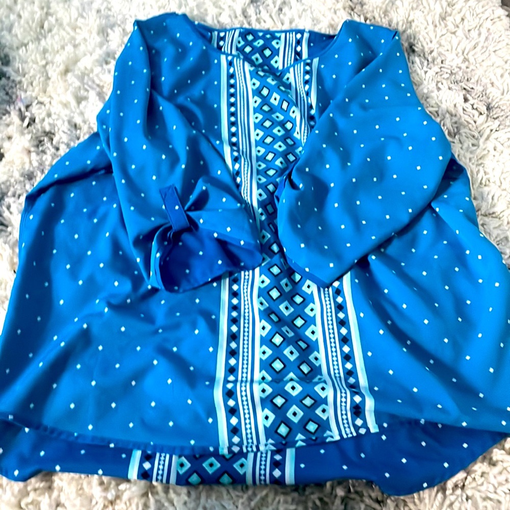 Blue detail work shirt